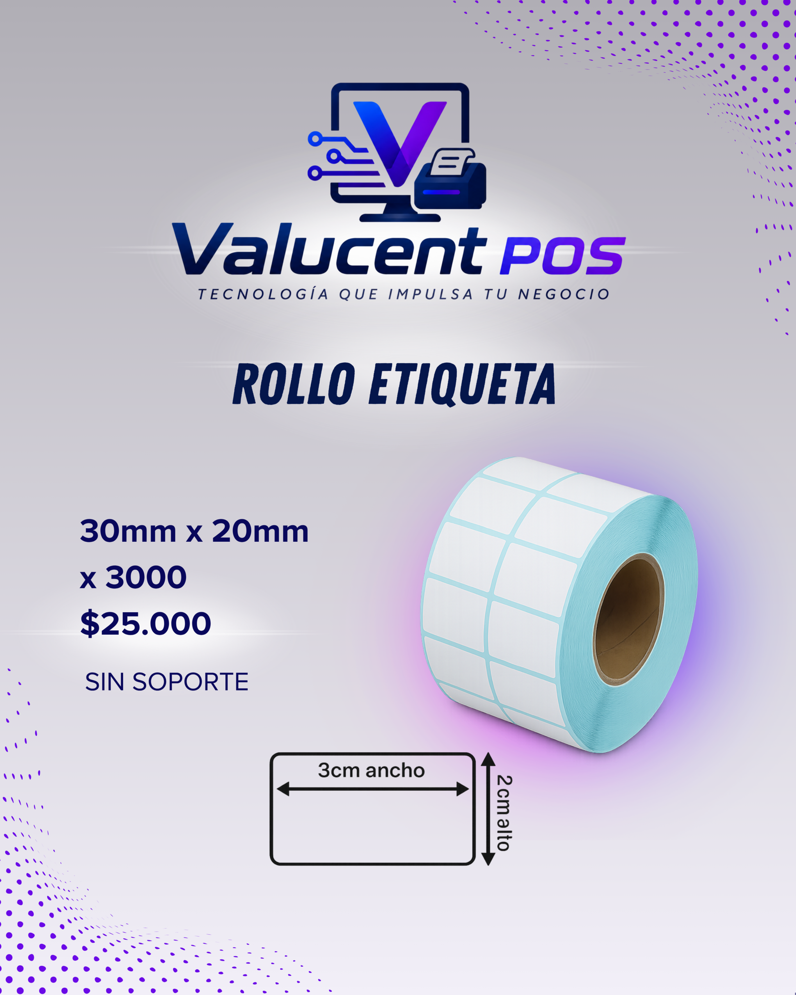 Rollo Etiqueta 30x20 x3000