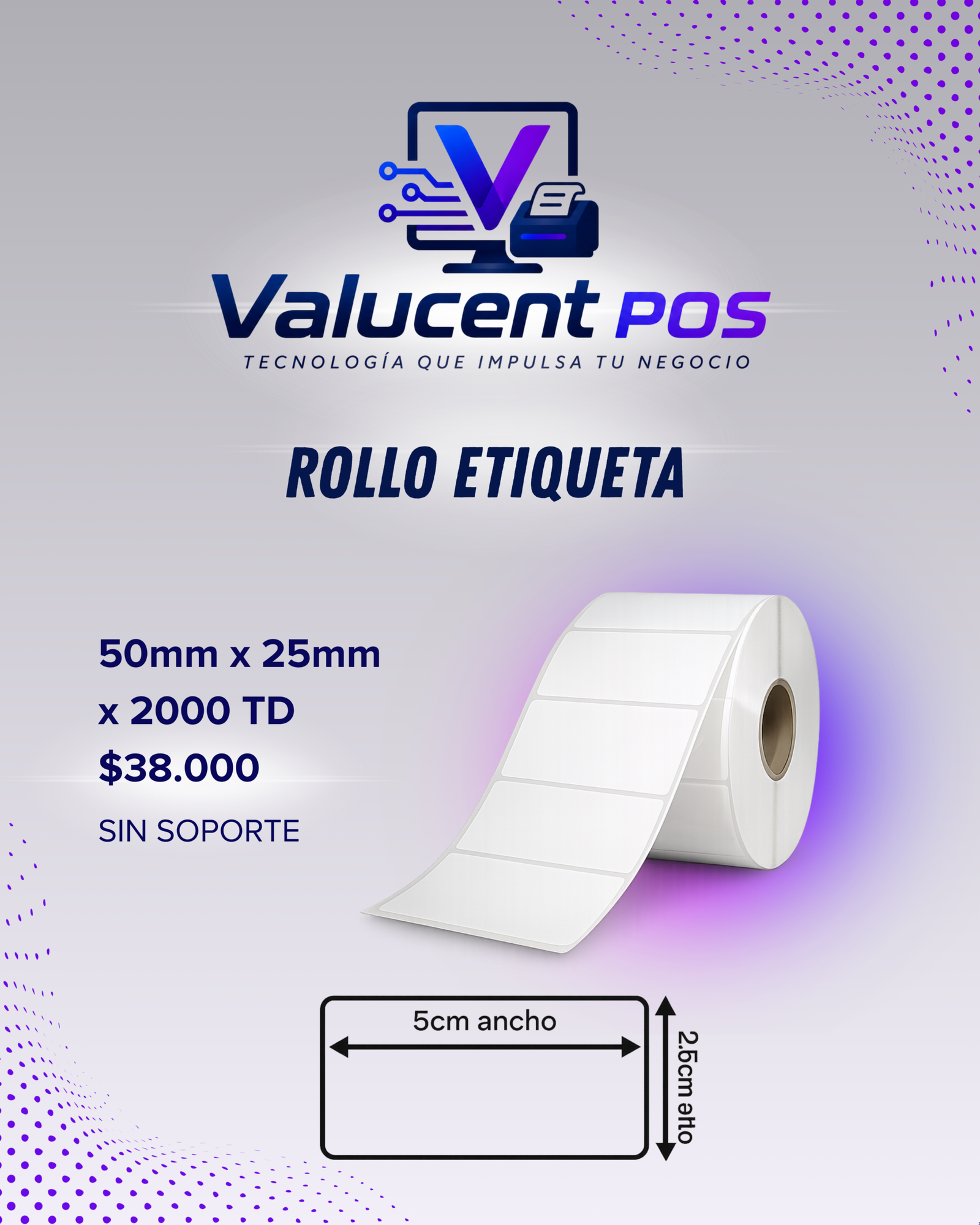 Rollo Etiqueta 50x25 x2000
