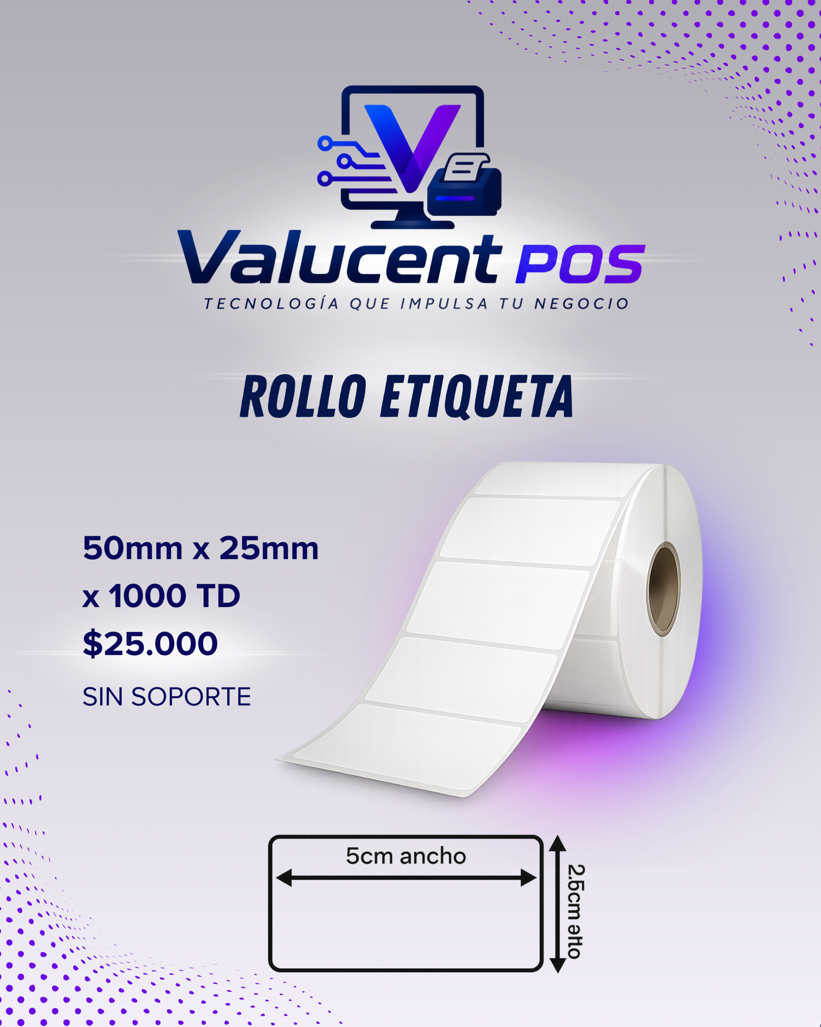 Rollo Etiqueta 50x25 x1000