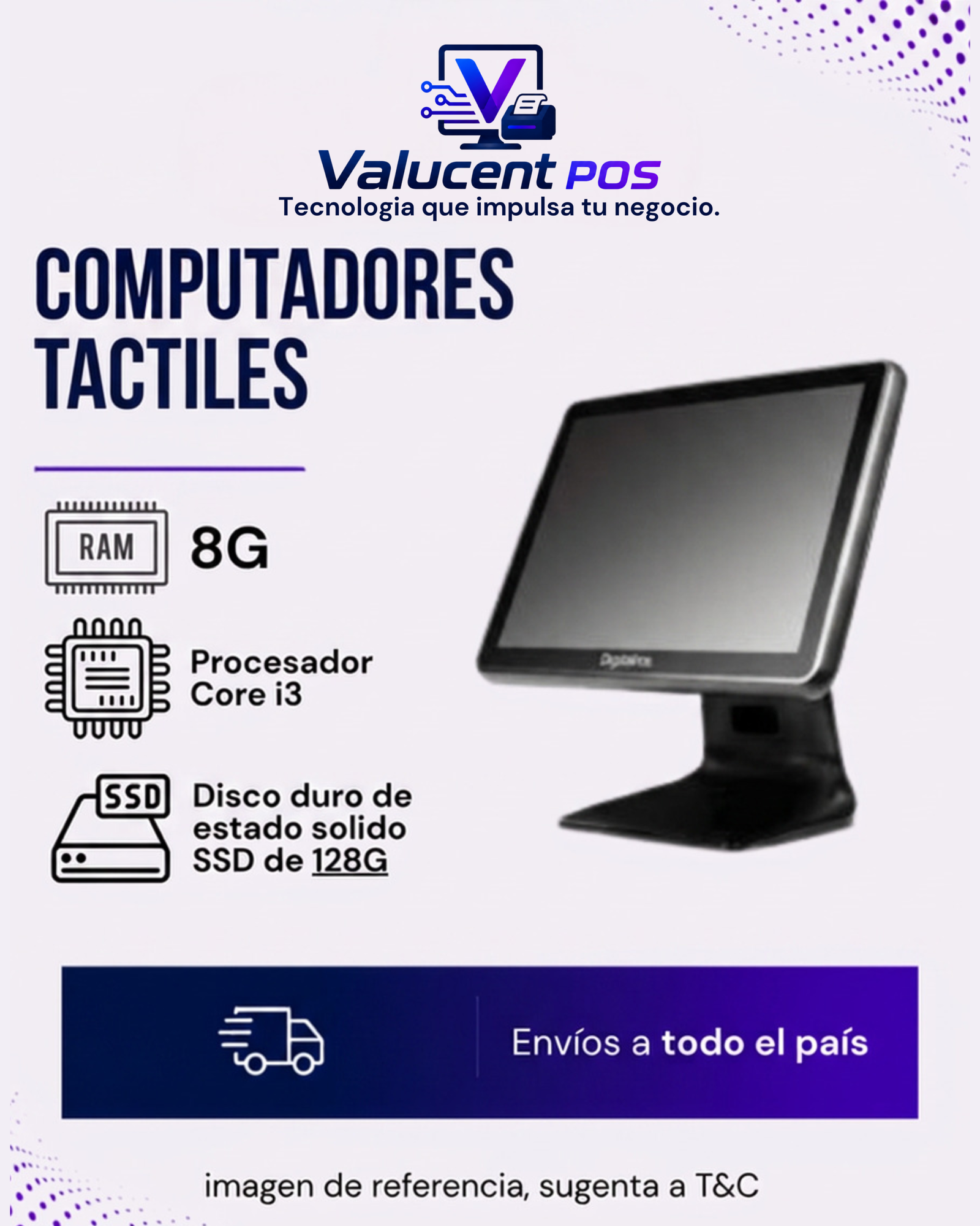 Computador Táctil i3 8G 256SSD