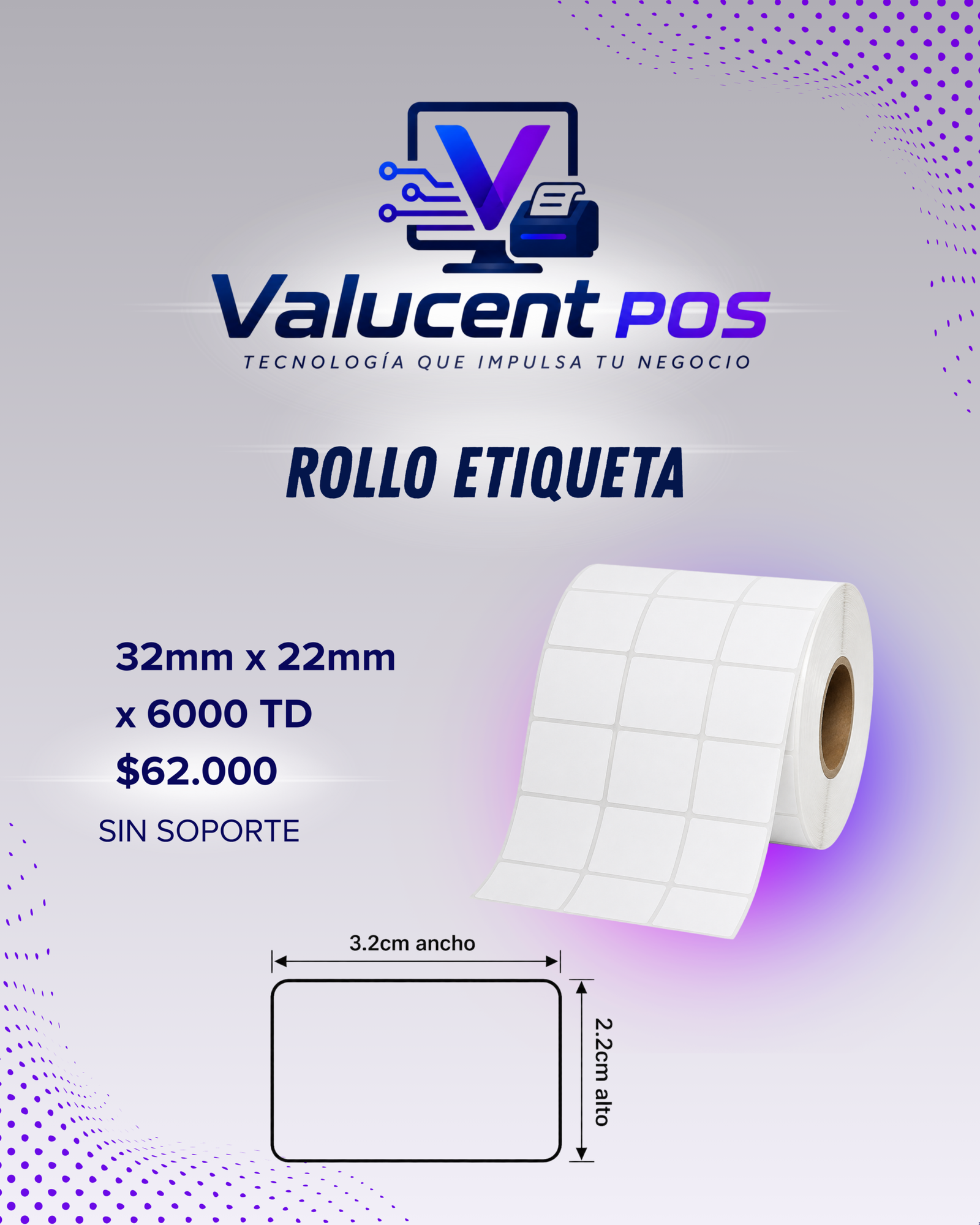 Rollo Etiqueta 32x22 x6000